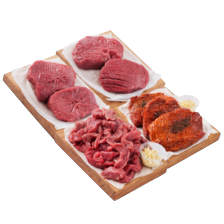 Malse runder- of kogelbiefstuk, biefstukpuntjes of rundersteaks